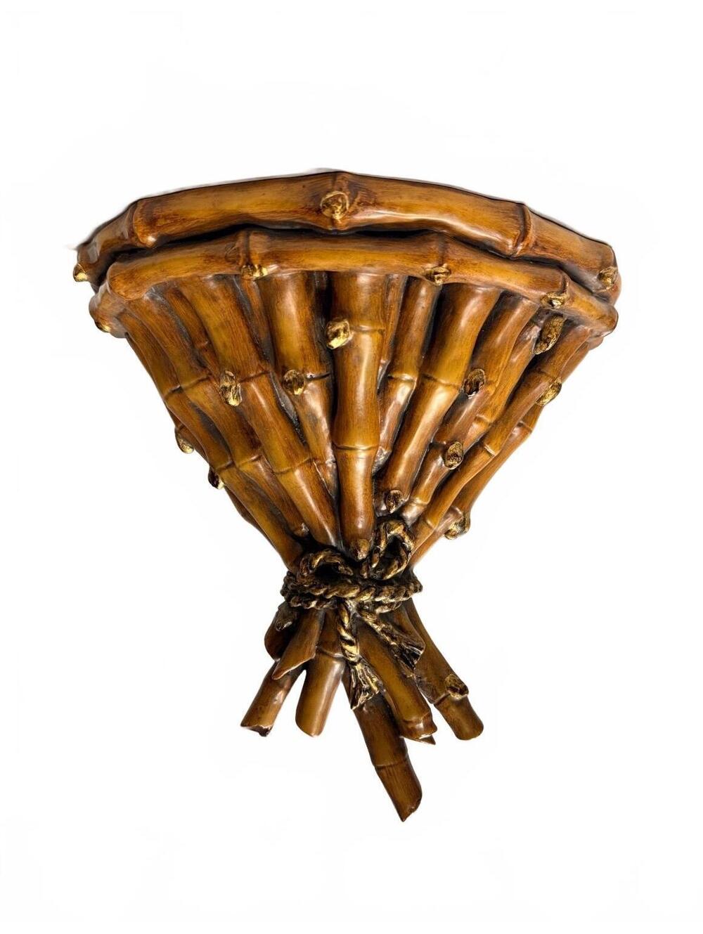 Vintage Palm Beach Regency Faux Bamboo Stacked Sconce Wall Bracket